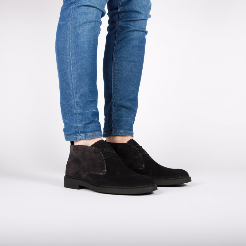 Mens black suede desert boots deals